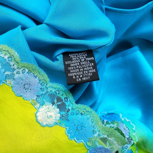 RARE Vintage Betsey Johnson Fairycore Vibrant Ombre Lace Silk Midi Slip … - Picture 5 of 9